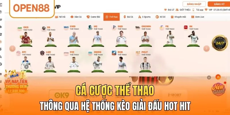 Cá cược thể thao thông qua hệ thống kèo giải đấu hot hit 